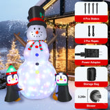 Dawdix 8FT Christmas Decs Inflatable Snowman, Christmas Blow Up Yard Decs Snowman with Penguins, Built-in Colorful Rotating LED Lights, for Holiday Xmas Party Garden, for Him, Her Dawdix
