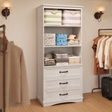 Gizoon 70'' Tall Bookcase with 3 Drawers Wooden Bookshelf with Storage Cabinet Multifunctional Book Storage Organizer for Office Living Room and Bedroom，White Gizoon