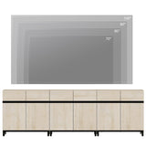 WAMPAT Modern TV Stand for TVs Up to 110 Inch, 3 in 1 Wood Entertainment Center Console Table With Adjustable Shelves and Metal Base for Living Room, Bedroom, Light Oak WAMPAT