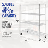 Heavy-Duty Steel Wire Storage Shelves on Wheels - Adjustable Height, NSF Certified by SafeRacks SafeRacks