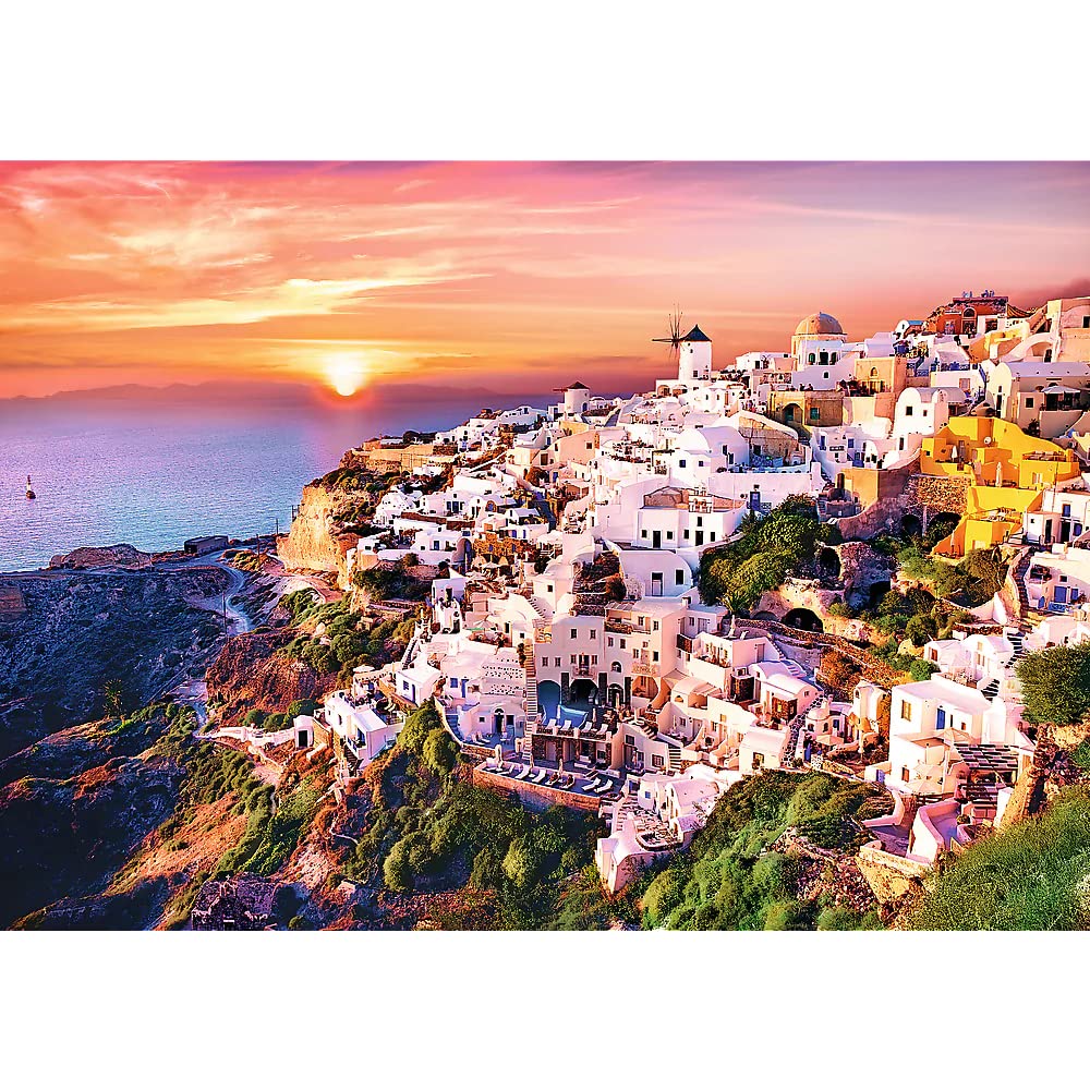 Trefl Sunset Over Santorini 1000 Piece Jigsaw Puzzle Red 27"x19" Print, DIY Puzzle, Creative Fun, Classic Puzzle for Adults and Children from 12 Years Old Trefl
