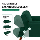 Homies Life Solid Wood Feet Futon Couch Tufted Convertible Sleeper Sofa Bed Solid Wood Legs Adjustable Backrest Living Room Hemp Sponge S-Shaped Spring Eucalyptus Frame (Green) Homies Life