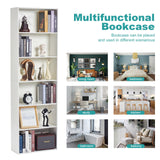 OneBlis 6-Tier Book Shelf, Floor Standing Open Bookcase, Wooden Display Storage Shelves with Anti-Tipping Device, 71" Tall Bookshelf for Bedroom, Living Room and Office, White OneBlis