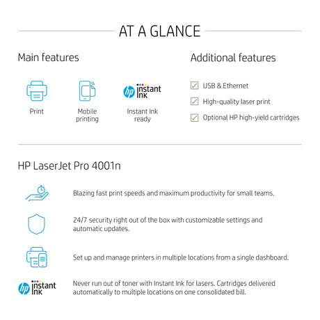 HP LaserJet Pro 4001n Black & White Printer (Renewed) HP