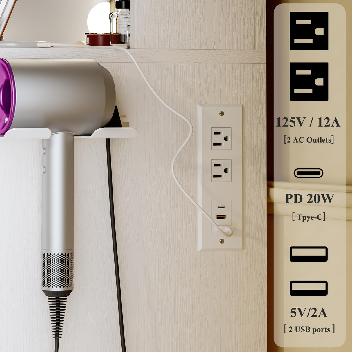 WXBOOM Vanity Desk with Mirror and Lights, 37" Makeup Vanity with Bulbs & Power Outlet, 3 Colors Lighting Adjustable Brightness, Dressing Table with Cushioned Chair and Cabinet, 3 Drawers, White WXBOOM