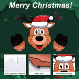 Christmas Fence Peeker Decoration, Over The Fence Holiday Outdoor Yard Reindeer Peeker for Garden Fence PEUTIER