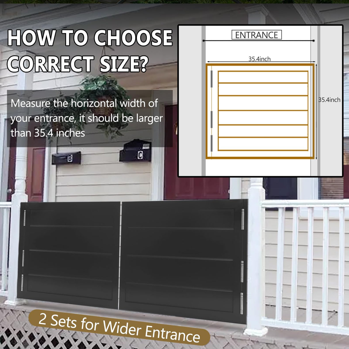 Swinging Door, Swing Half Door 3 Spring Hinges, Cafe Saloon Doors Swinging for Hallway Kitchen Bar Pub Entrance Partition, 35.4x35.4inch / Black DouSeiAi