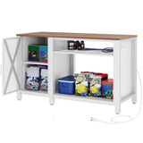 DWVO Heavy Duty Metal Aquarium Stand with Power Outlets, Cabinet for Fish Tank Accessories Storage - Suitable for 55-75 Gallon Fish Tank Stand, Turtle Tank, 860LBS Capacity, White & Walnut DWVO