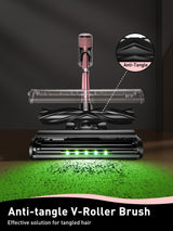 VICEASE Cordless Vacuum Cleaner, 8 in 1 Powerful Suction Lightweight Vacuum Cleaner for Home, LED Display, 3 Suction Modes, 45Mins Detachable Battery Vacuum for Hard Floor Carpet Pet Hair, Pink VICEASE