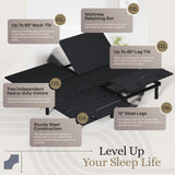 Sven & Son Essential Adjustable Bed Base (Frame) + 14 inch Hybrid Spring Matt (Medium Soft), Easy Assembly, Head and Foot Lift, Memory Positions, Zero Gravity, Wireless Remote - Split King Sven & Son