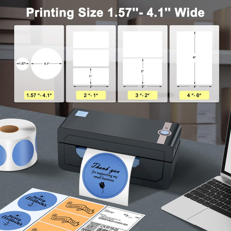 JADENS Bluetooth Thermal Shipping Label Printer – Wireless 4x6 Shipping Label Printer, Compatible with Android&iPhone and Windows, Widely Used for Ebay, Amazon, Shopify, Etsy, USPS JADENS