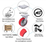 6"X 2" Heavy Duty Casters - Industrial Casters Polyurethane Caster with Strong Load-Bearing Capacity 5000 LB, Heavy Duty casters Set of 4, Widely Used in Furniture,WorkBrench,Tool Box(4 Swivel) SY America