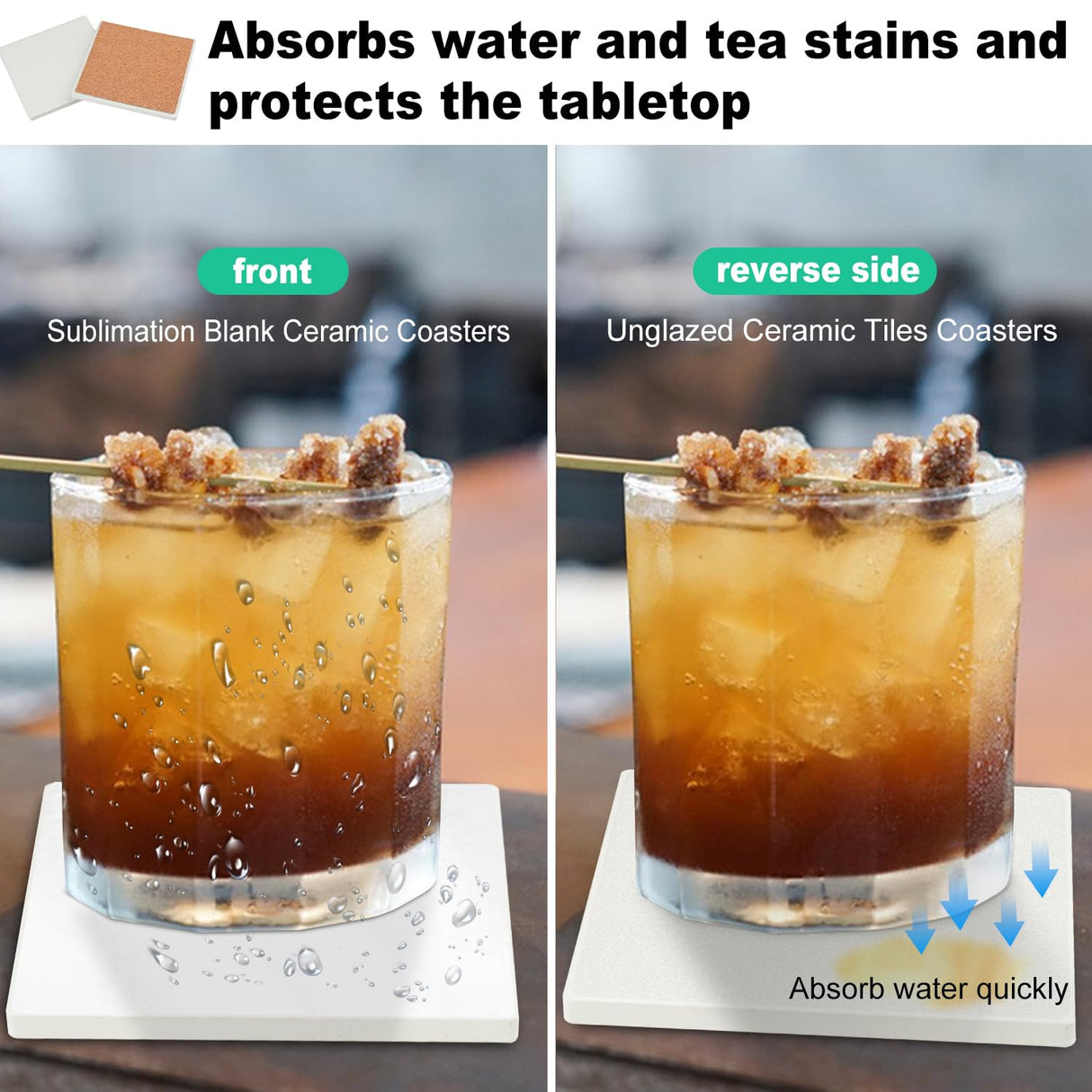 40 Pieces 4x4 Inch Sublimation Blank Ceramic Coasters, Glazed Ceramic Tiles Coasters, Ceramic Tiles with Cork Backing Pads for Painting, DIY Crafts, Mosaics, Square, Sublimation, White. by GNIEMCKIN GNIEMCKIN