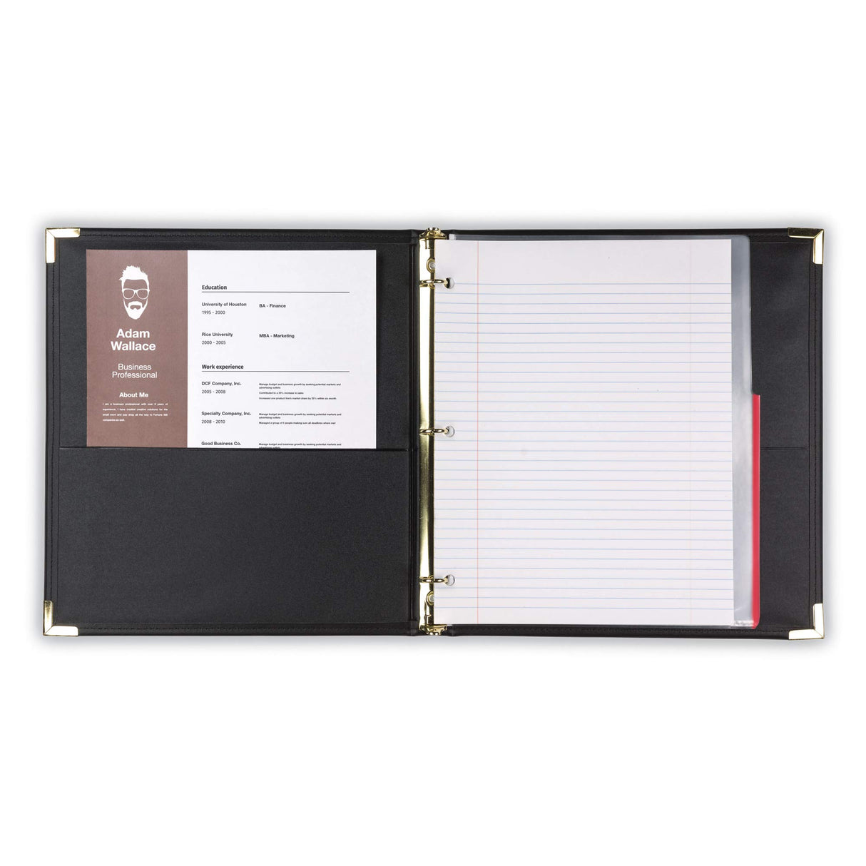 Samsill Classic Collection Executive Presentation 3 Ring Binder/Portfolio Binder, Half Inch Binder, Brass Round Ring (Holds 100 Sheets), Black Samsill
