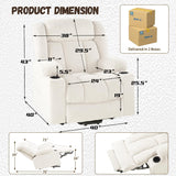 Neioml Large Wide Power Lift Chair Recliner for Elderly, Heat & Vibration Massage, Extended Footrest for Big and Tall, Cup Holders Side Pockets, Easy Remote, (Plush Flannel, Cream White) Neioml