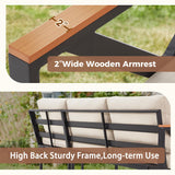 EROMMY 6 Pieces Patio Furniture Sets, Metal Outdoor Sectional Furniture L Shape Patio Conversation Sets with Fauxwood Coffee Table & 6.5" Olefin Cushions for Backyard, Garden, Poolside EROMMY