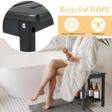Apolimi Shower Chair,HDPE Shower Bench for Inside Shower to Sit On It, Shower Stool with Storage Shelf 2-Tier Spa Stool for Elderly,Water Resistant & Non-Slip Design Shower Seat Bench (Black S Size) Apolimi