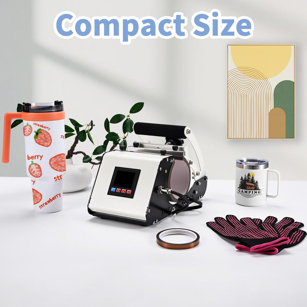 ColorSub 3 in 1 40 OZ Tumbler Heat Press Machine 11 OZ 15 OZ Mug Press Sublimation Machine for Sublimation 40 OZ Tumbler with Handle Straight Tumblers Bottles Mugs Glass Cup Printing White ColorSub