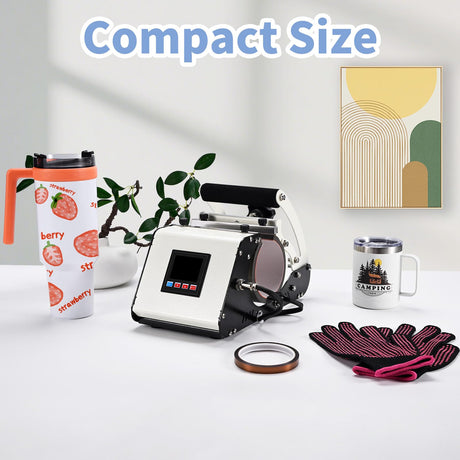ColorSub 3 in 1 40 OZ Tumbler Heat Press Machine 11 OZ 15 OZ Mug Press Sublimation Machine for Sublimation 40 OZ Tumbler with Handle Straight Tumblers Bottles Mugs Glass Cup Printing White ColorSub