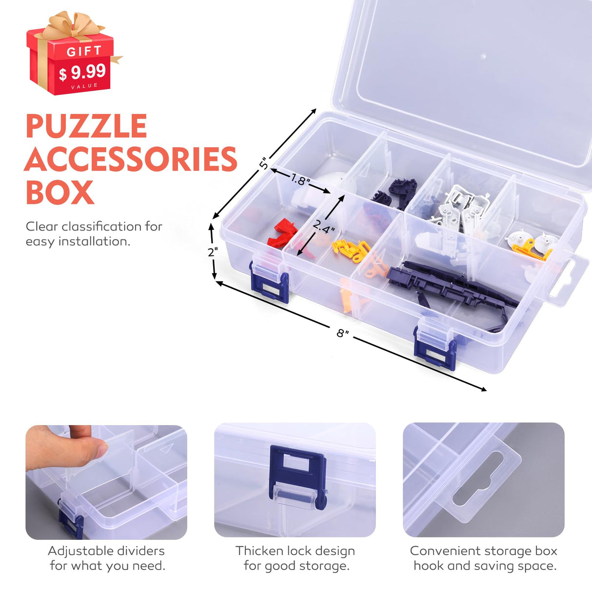 2 Pcs Puzzle Storage Rack with Puzzle Accessories Box, Puzzle Rack Organizer, Puzzle Holder Rack for 8 Small and Large Puzzles, Plastic Model Holder Storage Rack Organizer Creative.C