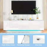 HOMMPA Floating TV Stand with Led Light for 63 Inch TVs Wall Mounted Led Entertainment Center with High Gloss Storage Modern Floor White Mounted Media Console for Living Room HOMMPA