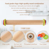 Yasashii Wood Rolling Pin With 4 Adjustable Thickness Rings, Non-stick Dough Roller For Baking, 17 Inch Pizza Roller For Kitchen supplies, Handle Press Design For Fondant, Pizza, Pie Crust, Cookie Yasashii