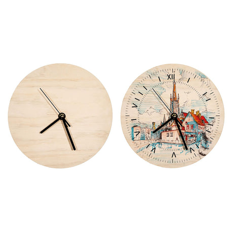 FOKOCALI 20 Pack 11.8in Sublimation Blank Clock Plywood Round Wall Clock Decor DIY Heat Transfer Press Printing FOKOCALI