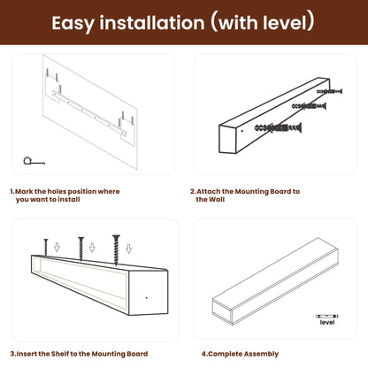 COSHOMER Fireplace Mantel - Floating Mantel Shelf, Wood Mantels for Over Fireplace, Wall-Mounted Mantels, Weight Capacity 60lbs, 60 X 9 X 6 inch, Oak