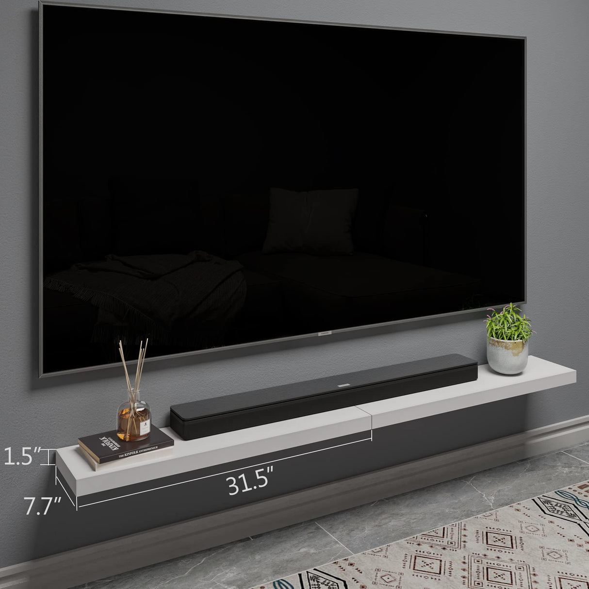 BAMEOS Floating Shelves,31 in W White Wall Mounted Wooden Shelves with Invisible Brackets Set of 2, Hanging Wall Shelves Decoration for Bedroom, Bathroom, Living Room and Kitchen BAMEOS