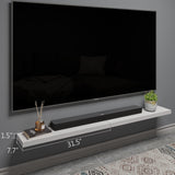 BAMEOS Floating Shelves,31 in W White Wall Mounted Wooden Shelves with Invisible Brackets Set of 2, Hanging Wall Shelves Decoration for Bedroom, Bathroom, Living Room and Kitchen BAMEOS