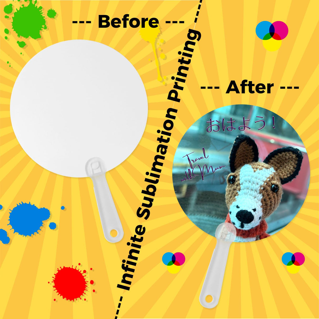 151pcs Mini Sublimation Handheld Fans Keychain Set - Circle, DIY Custom Blank Double-Sided Round Plastic Hand held Fans for Bible Story Wedding Favors School Graduation Birthday Party Souvenirs WoodArtSupply