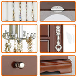 RR ROUND RICH DESIGN Jewelry Box - Made of Solid Wood with 4 Drawers Organizer and Built-in Necklace Carousel and Large Mirror Brown RR ROUND RICH DESIGN