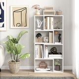 Tangkula 5 Tier Geometric Bookshelf, 48”H Freestanding 8-Cube Open Bookcase, Wooden Storage Display Shelf, 2 Anti-Toppling Devices, 8 Cubes Home Office Decor Room Divider for Living Room (1, White) Tangkula