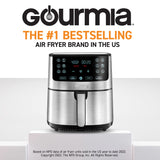 Gourmia Air Fryer Oven Digital Display 8 Quart Large AirFryer Cooker 12 Touch Cooking Presets, XL Air Fryer Basket 1700w Power Multifunction GAF838 Black and stainless steel air fryer Gourmia