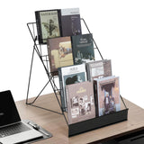 ybaymy 6-Tier 18" Wide Metal Wire Magazine Rack,Table Top Book Display Stand with Sign Channel,Collapsible Commercial Display Holder for Comic,Greeting Card,Literature,Trade Show,Art Print ybaymy