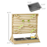 Outsunny 18Pcs Sand and Water Playset for Kids, Wooden Sandbox with Rearrangeable Falling Network Maze, Baby Sensory Toy Outdoor Toys for Summer Activity, Aged 3-7 Years Outsunny