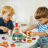 Victostar Wooden Play Food Set (58 pcs) Slice & Stack Sandwich Counter, Pretend Play Store Food Toys, Burger Shop Toys for Boys and Girls Victostar