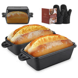 AILITOR Cast Iron Loaf Pan with Lid 9x5 Inch - Bread Baking Pans for Homemade Bread, Set of 2 AILITOR