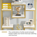 Tribesigns 71" Gold and White Modern 11-Tier Etagere Bookshelf for Elegant Storage and Display Tribesigns