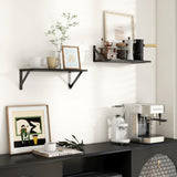 Axeman Floating Shelves for Wall, 8 Inch Deep Black Floating Shelves Set of 2, 16W x 8D Wall Mounted Black Shelves for Bookshelf Living Room Bedroom Home Office Bathroom - Black Axeman