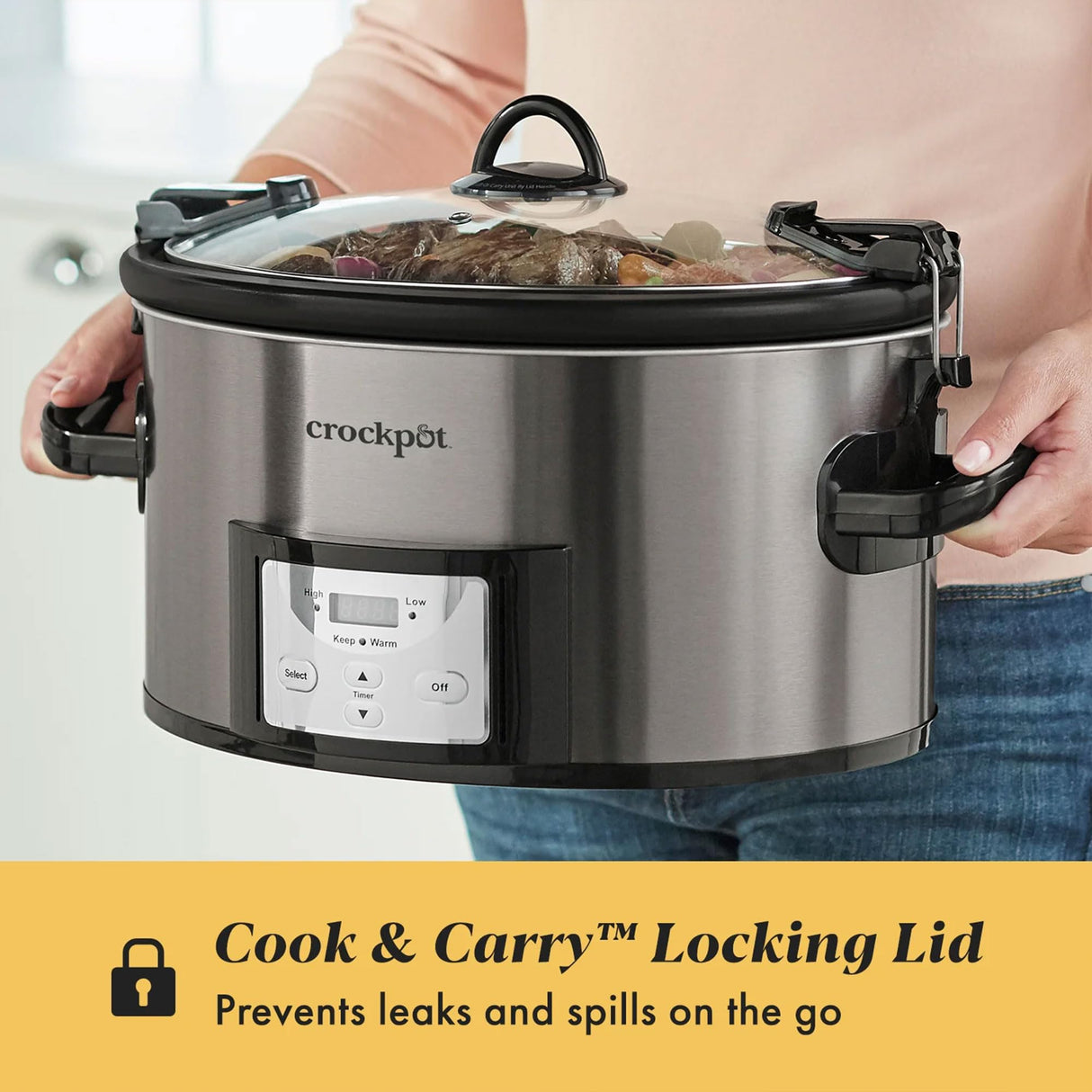 Crock Pot 7 Quart Nonstick Ceramic Coating Cook and Easy Programmable Design Crock-Pot