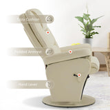 MCombo Swivel Glider Recliner with Ottoman, Reclining Chair with Adjustable Back, Faux Leather Upholstered Lounge Chair for Living Room Bedroom 4800 (Cream White) MCombo