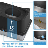 JOISTOON Top Entry Cat Litter Box with Lid, Stainless Steel Extra Large Enclosed Cat Kitty Litter Pan Easy Cleaning, Never Absorbs Odor, Stains, or Rusts, XL Metal High Litter Pan Tray, Black JOISTOON