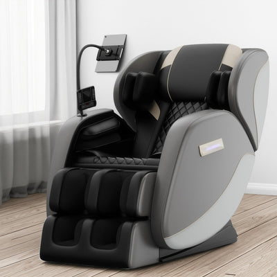 Full Body Massage Chair Recliner with Zero Gravity, Air Pressure Massage, Heat Therapy, Foot Rollers, Bluetooth, for Home/Office Use, Ideal Wellness Gift, Gray B