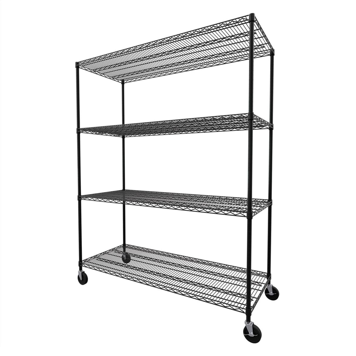 Heavy-Duty Black Steel Wire Shelving Unit with Wheels - 4-Tier NSF Certified Storage Rack (24"x60"x72") SafeRacks