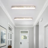 Qcyuui Dimmable LED Ceiling Light 39.4'' Kitchen Lighting Fixtures Ceiling Modern Luxury Crystal Ceiling Light with Remote Chrome Long Ceiling Light Fixture for Kitchen Dining Room Hallway,48W Qcyuui