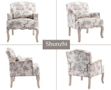 Shunzhi Floral Accent Chairs Farmhouse Upholstered Armchair Linen Reading Chair Mid Century Modern Single Sofa Chair with Pillow for Bedroom/Living Room/Fireplace, Beige, 1PC Shunzhi