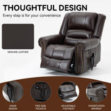 RHHVVR Dual Motor Power Lift Recliner Chair, Lay Flat Recliner Chair with Massage and Heat Remote Control for Adult Elderly, Large Electric Faux Leather Lift Chair, Extended Footrest, Brown RHHVVR