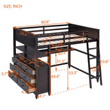 Harper & Bright Designs Full Size Loft Bed with Desk and Storage, Solid Wood Loft Bed Frame with Drawers and Shelves, for Kids Teens Adults -Espresso Harper & Bright Designs