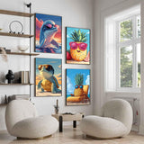 ZXQL 4 Pack Sea Turtle Paint by Numbers Kit for Adults Beginners, 12" Wx16 L Dolphin Paint by Numbers for Adults Rolled up Canvas for Painting Home Decor Creative Wall Art with Nice Gift Box ZXQL